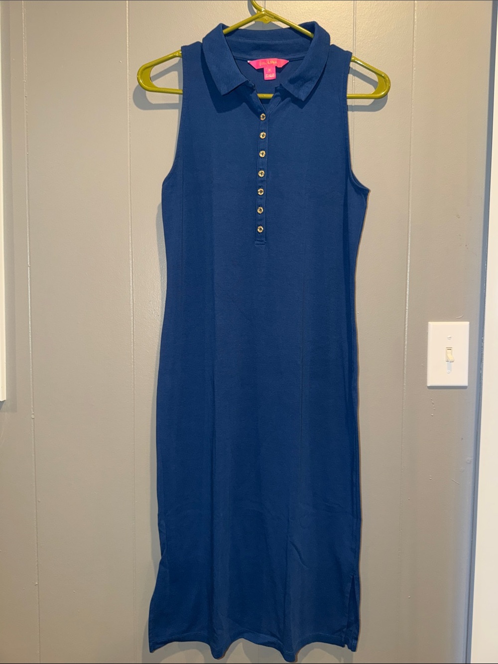 Lilly Pulitzer Reema Navy Blue Ribbed Sleeveless Polo Dress- Size M
